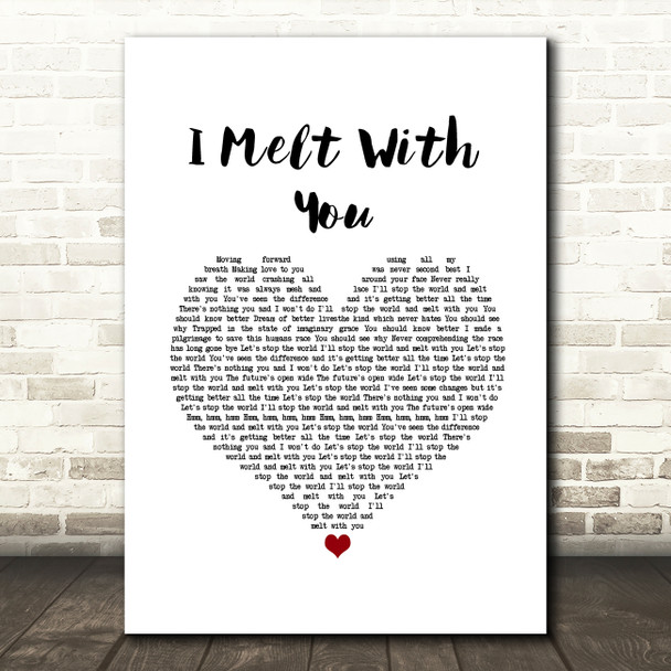 Modern English I Melt With You White Heart Song Lyric Wall Art Print