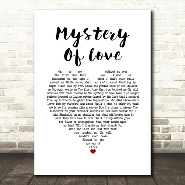 Sufjan Stevens Mystery Of Love White Heart Song Lyric Wall Art Print