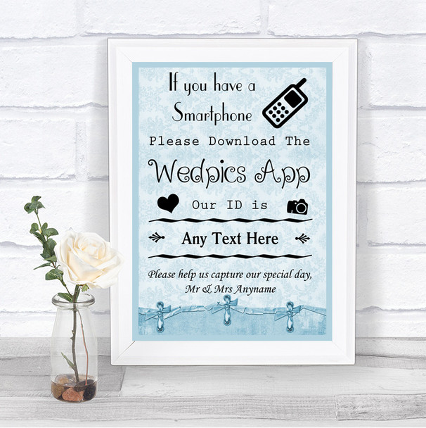 Blue Shabby Chic Wedpics App Photos Personalized Wedding Sign