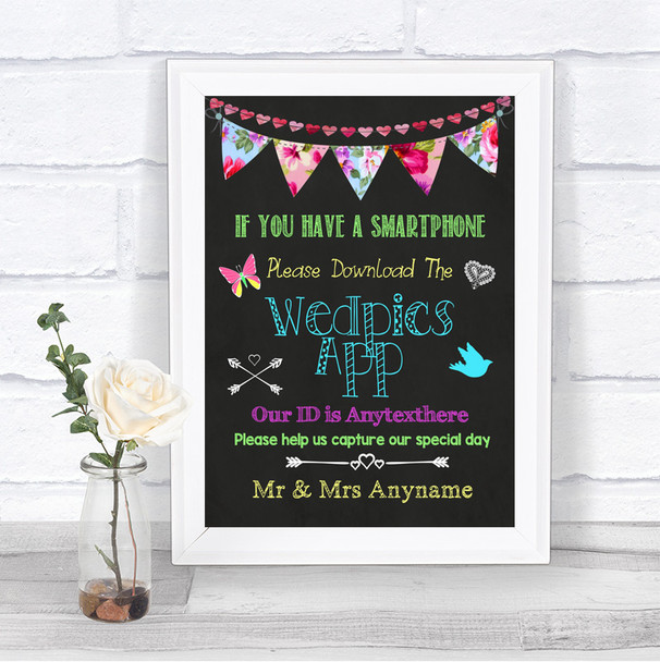 Bright Bunting Chalk Wedpics App Photos Personalized Wedding Sign