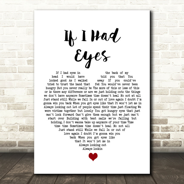 Jack Johnson If I Had Eyes White Heart Song Lyric Wall Art Print