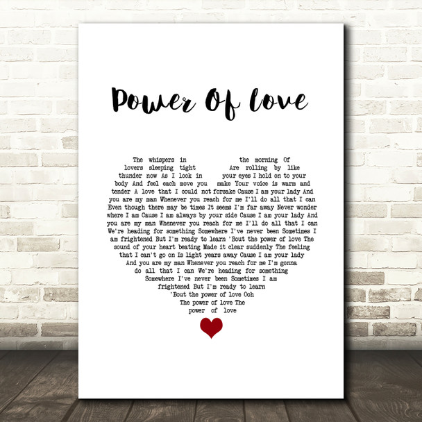 Jennifer Rush Power Of Love White Heart Song Lyric Wall Art Print