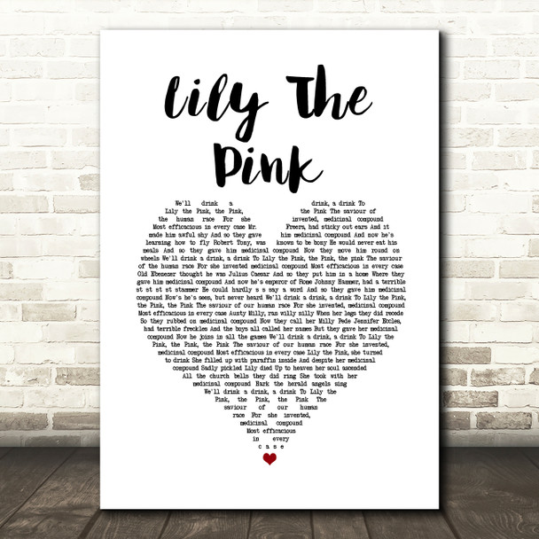 The Scaffold Lily The Pink White Heart Song Lyric Wall Art Print