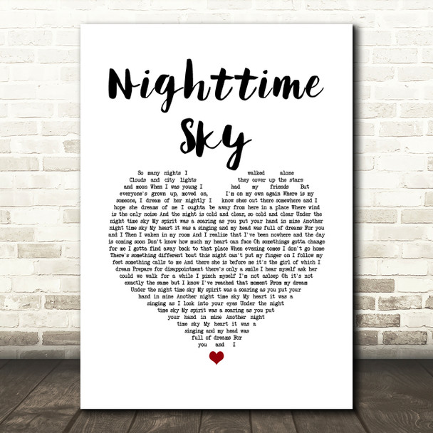 Tiger Army Nighttime Sky White Heart Song Lyric Wall Art Print