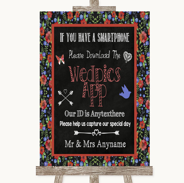 Floral Chalk Wedpics App Photos Personalized Wedding Sign