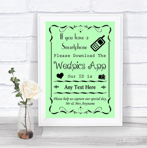 Green Wedpics App Photos Personalized Wedding Sign