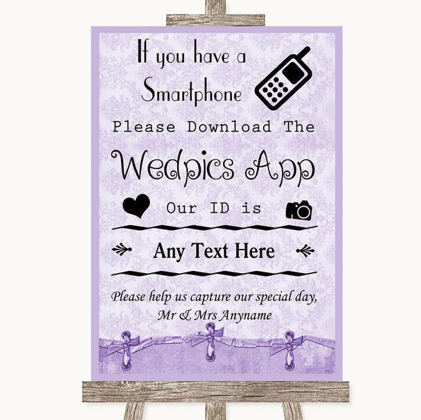 Lilac Shabby Chic Wedpics App Photos Personalized Wedding Sign