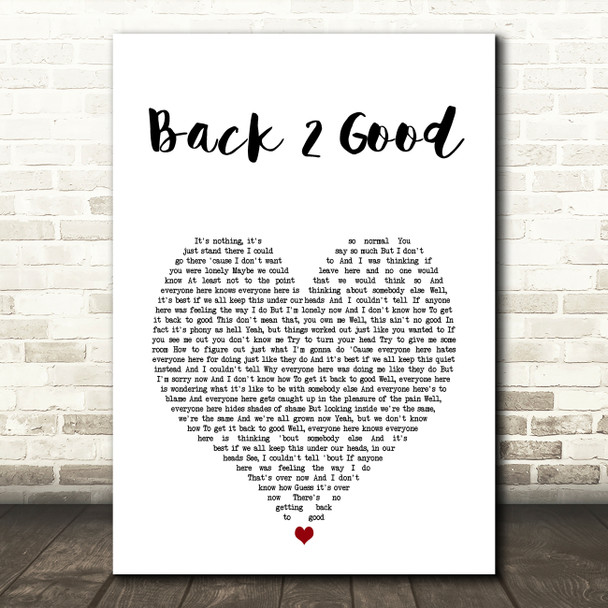 Matchbox 20 Back 2 Good White Heart Song Lyric Wall Art Print