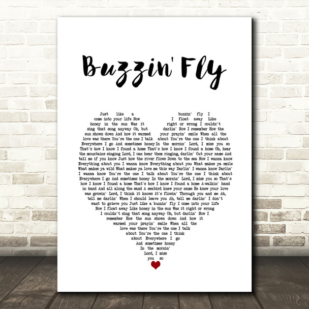 Tim Buckley Buzzin' Fly White Heart Song Lyric Wall Art Print