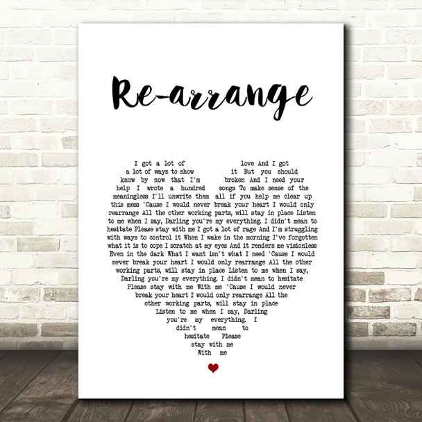 Biffy Clyro Re-arrange White Heart Song Lyric Wall Art Print