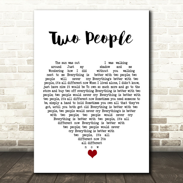 Caroline Spence Robby Hecht Two People White Heart Song Lyric Wall Art Print