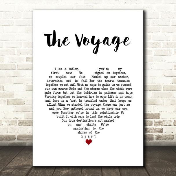 Christy Moore The Voyage White Heart Song Lyric Wall Art Print