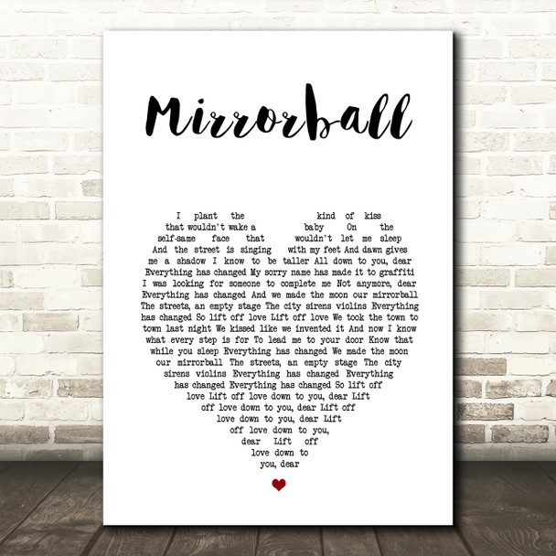 Elbow Mirrorball White Heart Song Lyric Wall Art Print