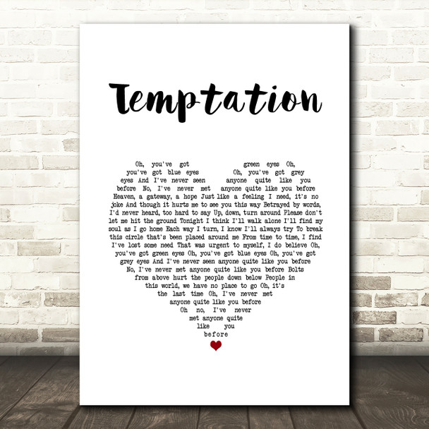 New Order Temptation White Heart Song Lyric Wall Art Print