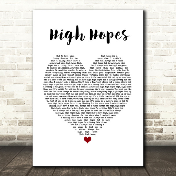 Panic! At The Disco High Hopes White Heart Song Lyric Wall Art Print