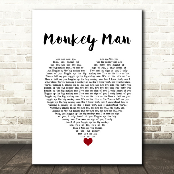 The Maytals Monkey Man White Heart Song Lyric Wall Art Print