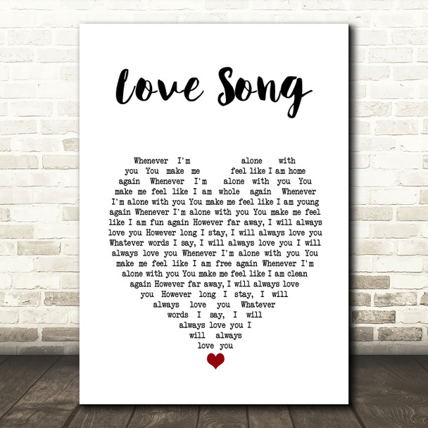 311 Love Song White Heart Song Lyric Wall Art Print