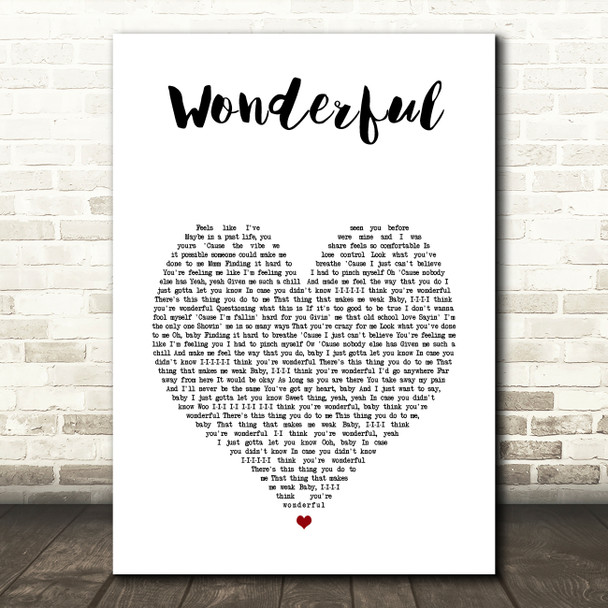 Aretha Franklin Wonderful White Heart Song Lyric Wall Art Print