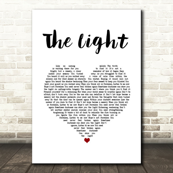 Disturbed The Light White Heart Song Lyric Wall Art Print