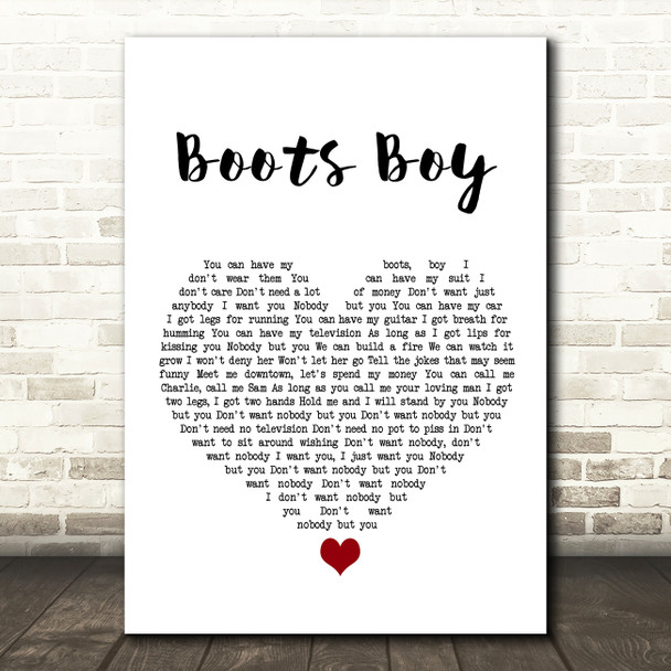Langhorne Slim Boots Boy White Heart Song Lyric Wall Art Print