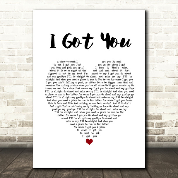 Leona Lewis I Got You White Heart Song Lyric Wall Art Print