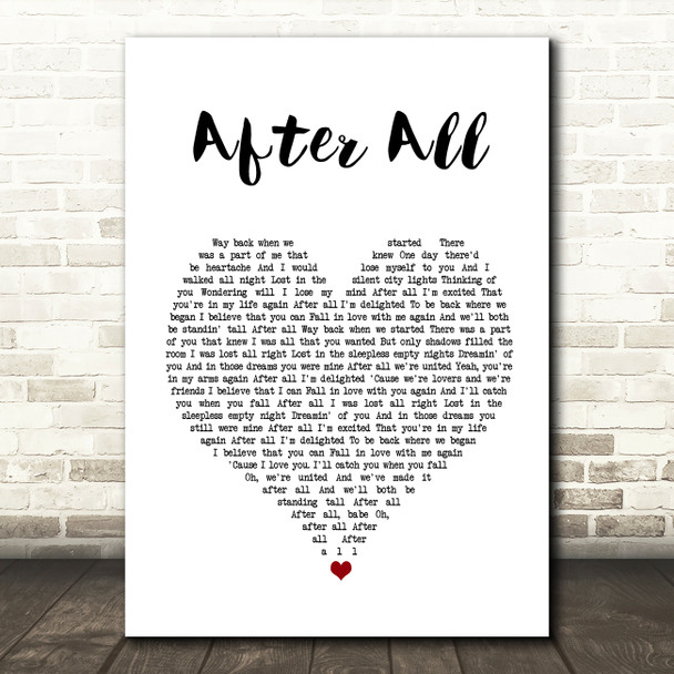 Michael Buble After All White Heart Song Lyric Wall Art Print
