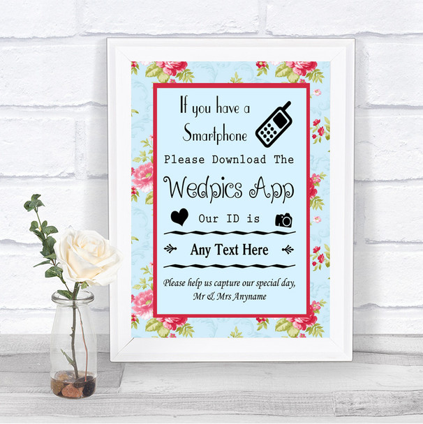 Shabby Chic Floral Wedpics App Photos Personalized Wedding Sign