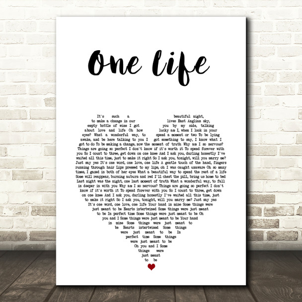 Ed Sheeran One Life White Heart Song Lyric Wall Art Print