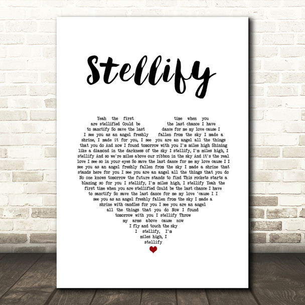 Ian Brown Stellify White Heart Song Lyric Wall Art Print