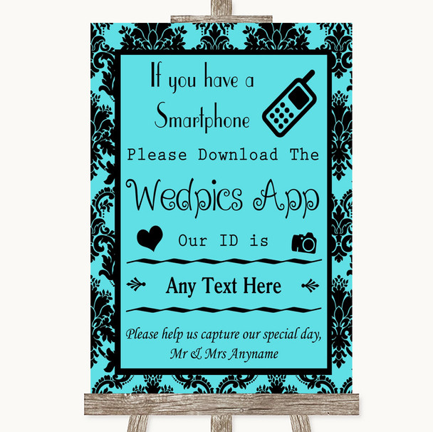 Tiffany Blue Damask Wedpics App Photos Personalized Wedding Sign