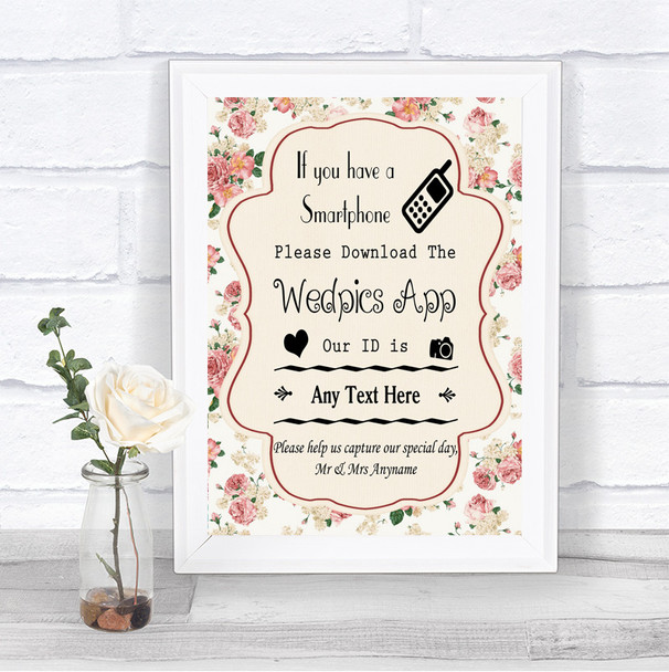 Vintage Roses Wedpics App Photos Personalized Wedding Sign