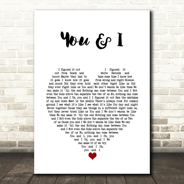 One Direction You & I White Heart Song Lyric Wall Art Print