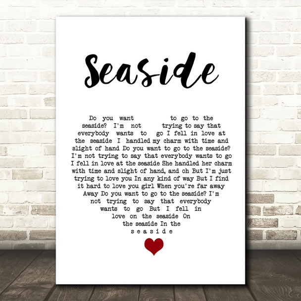 The Kooks Seaside White Heart Song Lyric Wall Art Print