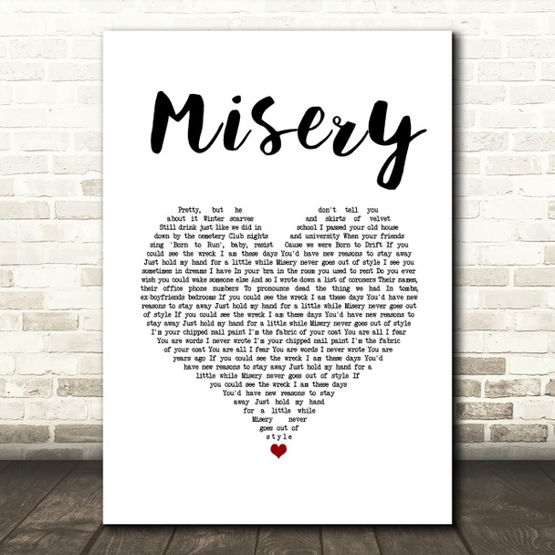 Creeper Misery White Heart Song Lyric Wall Art Print