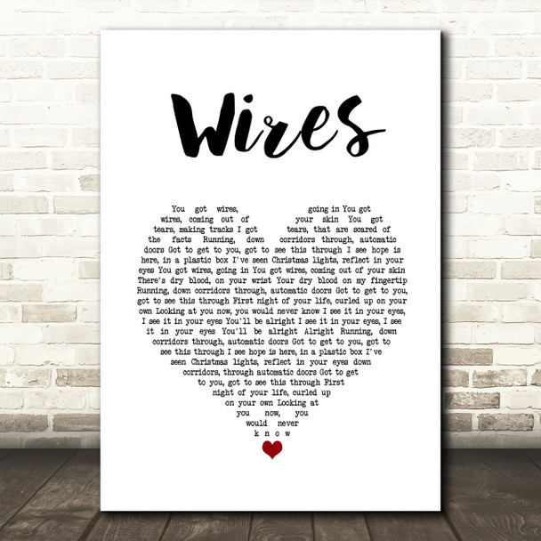Athlete Wires White Heart Song Lyric Wall Art Print