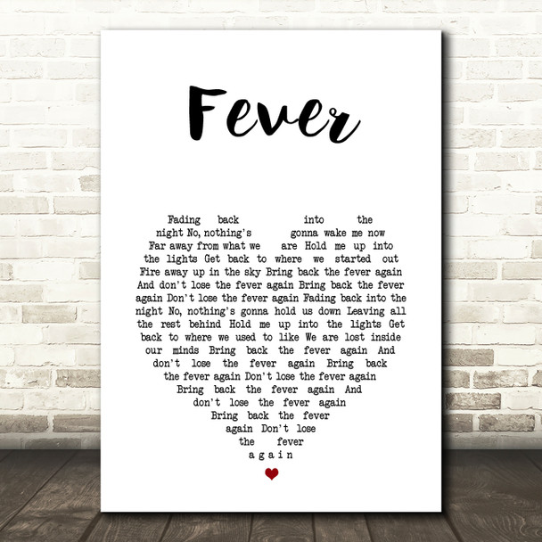 Roosevelt Fever White Heart Song Lyric Wall Art Print