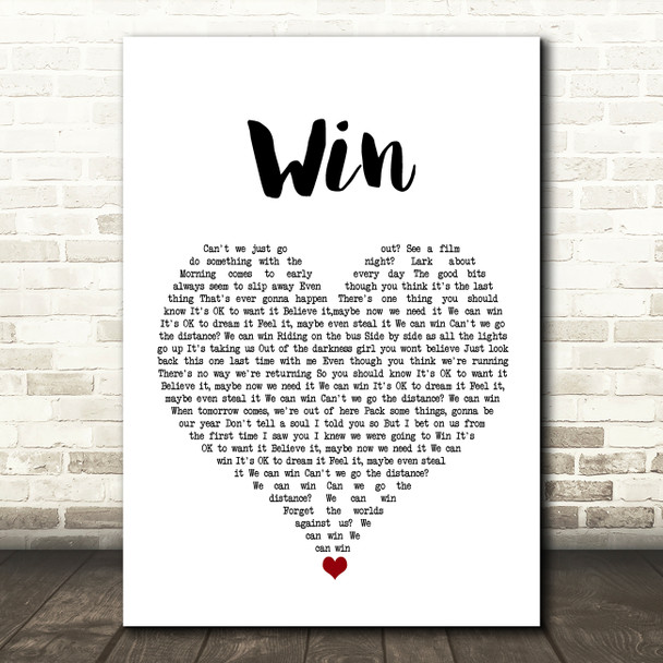 Deacon Blue Win White Heart Song Lyric Wall Art Print