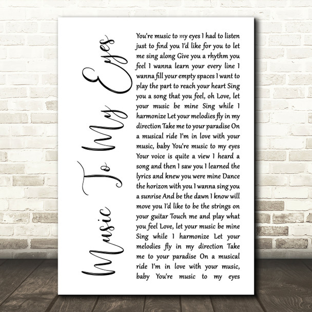 Lady Gaga & Bradley Cooper Music To My Eyes White Script Song Lyric Wall Art Print