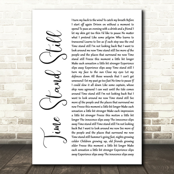 Rush Time Stand Still White Script Song Lyric Wall Art Print