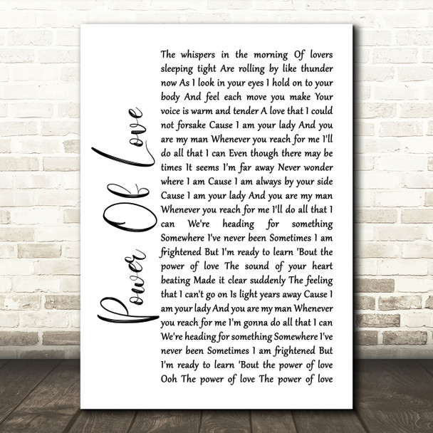 Jennifer Rush Power Of Love White Script Song Lyric Wall Art Print