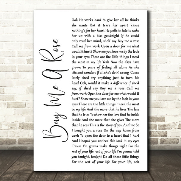 Luther Vandross Buy Me A Rose White Script Song Lyric Wall Art Print