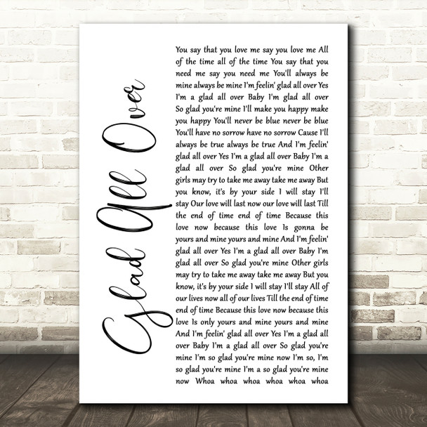 The Dave Clark Five Glad All Over White Script Song Lyric Wall Art Print