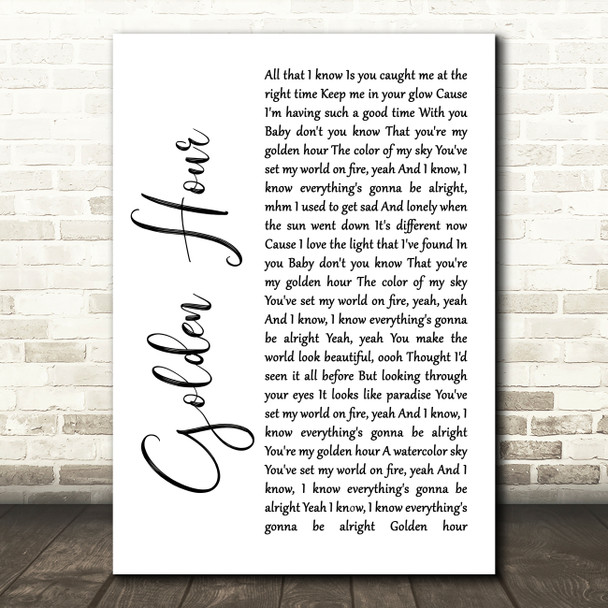 Kacey Musgraves Golden Hour White Script Song Lyric Wall Art Print