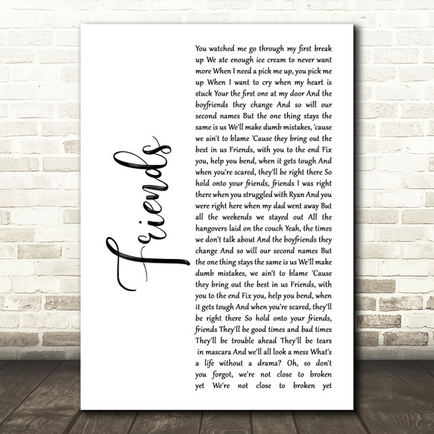 Ella Henderson Friends White Script Song Lyric Wall Art Print