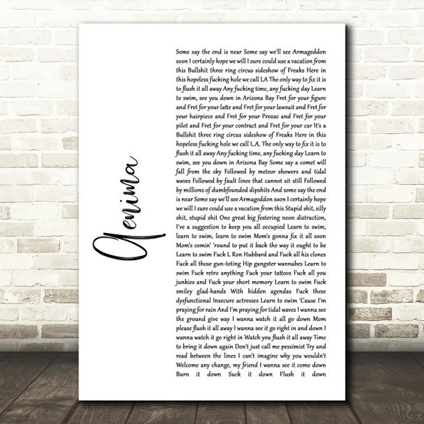 Tool Aenima White Script Song Lyric Wall Art Print