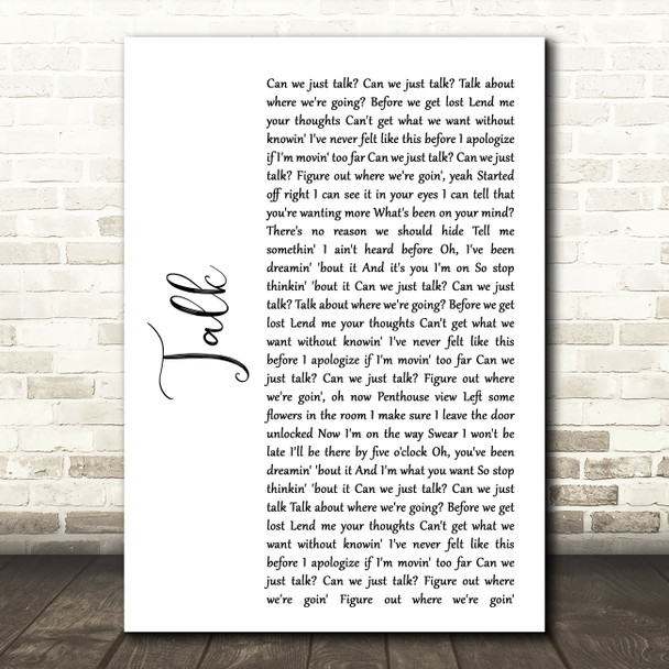 Khalid Talk White Script Song Lyric Wall Art Print