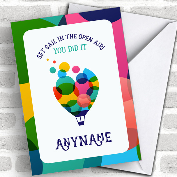 Hot Air Balloon Rainbow Style Charity You Did It Personalized Greetings Card