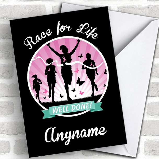 Race For Life Runners With Butterflies Well Done Personalized Greetings Card