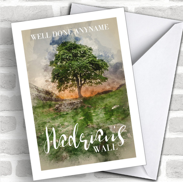 Hadrian's Wall Watercolour Sycamore Well Done Personalized Greetings Card