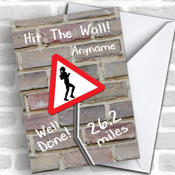 Hit The Wall Marathon Female Well Done Personalized Greetings Card